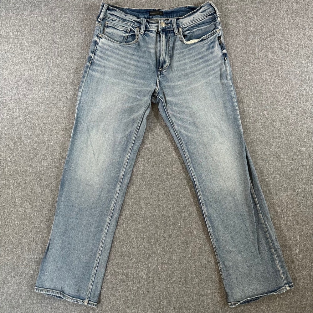 Silver Jeans Co Gordie Mens 32x32 Loose Fit Straight Leg Blue Denim Stretch